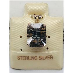 46) STERLING SILVER WHITE TOPAZ PENDANT