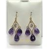 Image 1 : 57) 14K YELLOW GOLD AMETHYST & SAPPHIRE EARRINGS