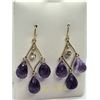 Image 2 : 57) 14K YELLOW GOLD AMETHYST & SAPPHIRE EARRINGS