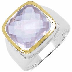 60) RHODIUM PLATED ROSE QUARTZ RING