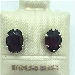 65) STERLING SILVER GARNET EARRINGS