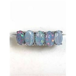70) 10K WHITE GOLD OPAL TRIPLET RING