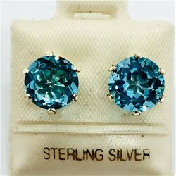 71) STERLING SILVER BLUE TOPAZ EARRINGS