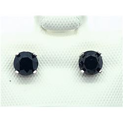 90) 14K WHITE GOLD BLACK DIAMOND EARRINGS