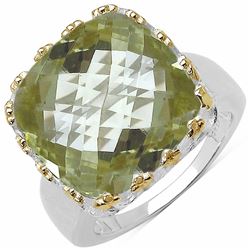 91) RHODIUM PLATED LEMON TOPAZ RING