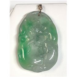 92) 14K YELLOW GOLD GENUINE JADEITE PENDANT