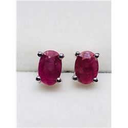 93) STERLING SILVER RUBY STUD EARRINGS