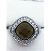 Image 1 : 95) STERLING SILVER SMOKEY QUARTZ & CZ RING