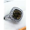Image 2 : 95) STERLING SILVER SMOKEY QUARTZ & CZ RING