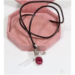 96) STERLING SILVER RUBY & DIAMOND NECKLACE