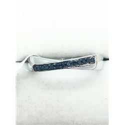 98) STERLING SILVER BLUE DIAMOND RING