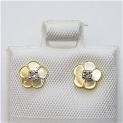 102) 14K GOLD DIAMOND MOTHER OF PEARL EARRINGS