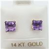 Image 1 : 106) 14K YELLOW GOLD GENUINE AMETHYST EARRINGS