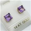 Image 2 : 106) 14K YELLOW GOLD GENUINE AMETHYST EARRINGS