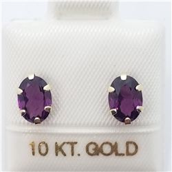 118) 10K YELLOW GOLD GARNET EARRINGS