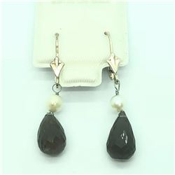 123) STERLING SILVER SMOKEY QUARTZ EARRINGS