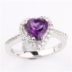 124) STERLING SILVER AMETHYST & CZ RING