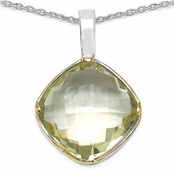 126) RHODIUM PLATED LEMON TOPAZ NECKLACE