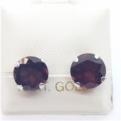 130) 10K YELLOW GOLD GARNET EARRINGS
