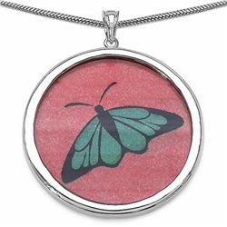 132) STERLING SILVER GEMARTINI PAINTING NECKLACE