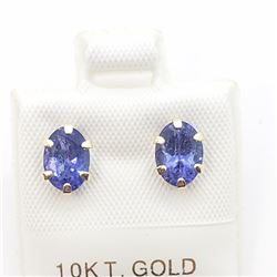 147) 10K YELLOW GOLD TANZANITE EARRINGS