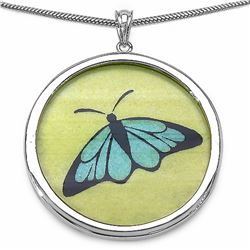 149) STERLING SILVER GEMARTINI PAINTING NECKLACE
