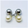 Image 2 : 158) ST. SILVER FRESHWATER PEARL 2IN1 EARRINGS