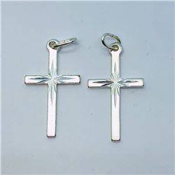 159) STERLING SILVER 2 CROSS PENDANTS PENDANT