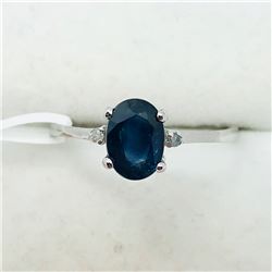 162) 10K WHITE GOLD SAPPHIRE & DIAMOND RING