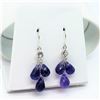 Image 2 : 163) 14K WHITE GOLD AMETHYST & SAPPHIRE EARRINGS