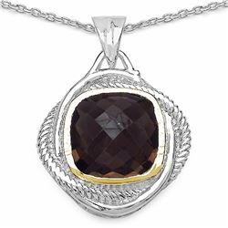 164) RHODIUM PLATED SMOKEY TOPAZ PENDANT