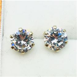 166) 10K YELLOW GOLD CUBIC ZIRCONIA EARRINGS