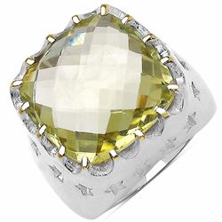 168) RHODIUM PLATED LEMON TOPAZ RING
