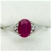Image 1 : 171) 10K WHITE GOLD RUBY & DIAMOND RING