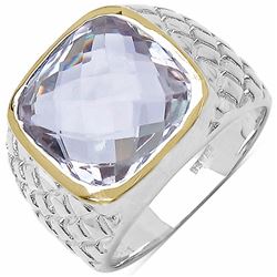176) RHODIUM PLATED PINK AMETHYST RING