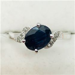 178) 10K WHITE GOLD SAPPHIRE & DIAMOND RING