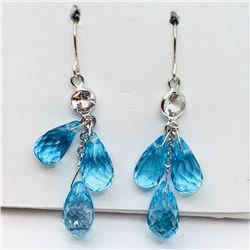 180) 14K WHITE GOLD TOPAZ & SAPPHIRE EARRINGS