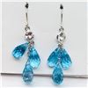 Image 1 : 180) 14K WHITE GOLD TOPAZ & SAPPHIRE EARRINGS