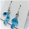 Image 2 : 180) 14K WHITE GOLD TOPAZ & SAPPHIRE EARRINGS
