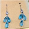 Image 3 : 180) 14K WHITE GOLD TOPAZ & SAPPHIRE EARRINGS