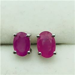 182) STERLING SILVER RUBY STUD EARRINGS