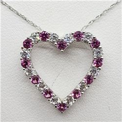 195) STERLING SILVER SAPPHIRE & CZ NECKLACE