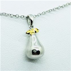 198) STERLING SILVER DIAMOND NECKLACE