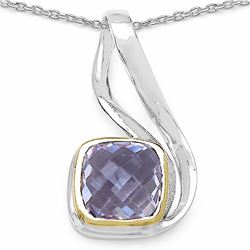 199) RHODIUM PLATED PINK AMETHYST PENDANT