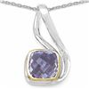 Image 1 : 199) RHODIUM PLATED PINK AMETHYST PENDANT