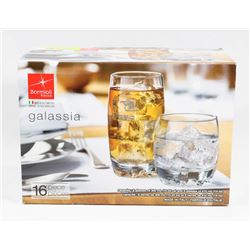 NEW BORMIOLI ROCCO 16-PC GLASSWARE SET -