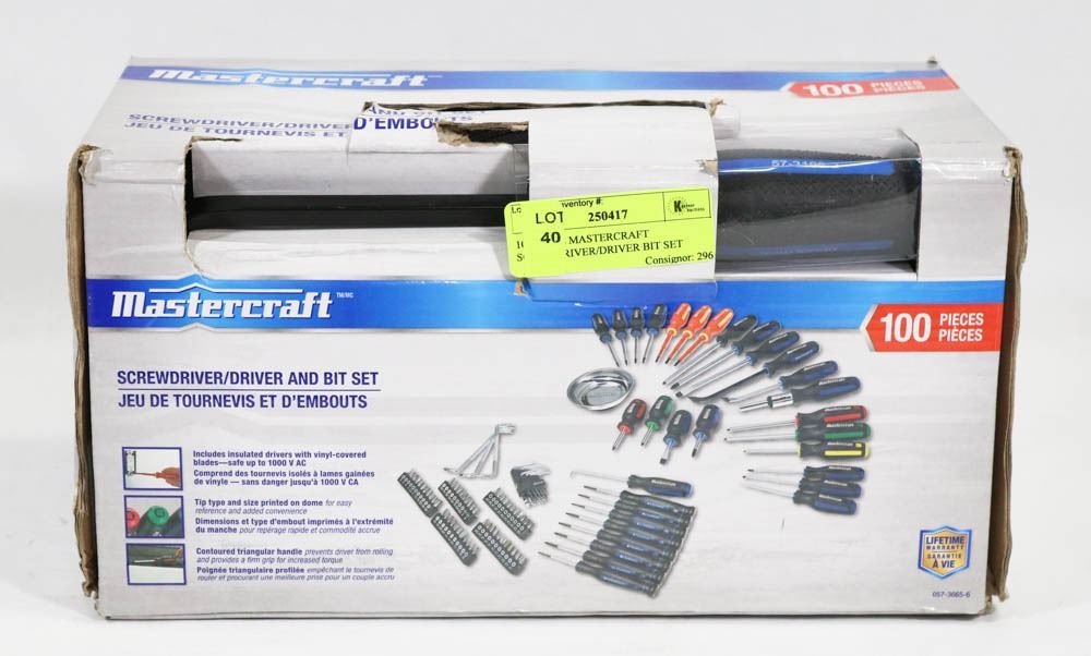 100 PIECE MASTERCRAFT SCREWDRIVER/DRIVER BIT SET