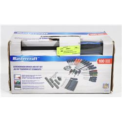 100 PIECE MASTERCRAFT SCREWDRIVER/DRIVER BIT SET