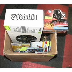 BOX OF ELECTRONICS , HOCKEY MEMORABILIA ,