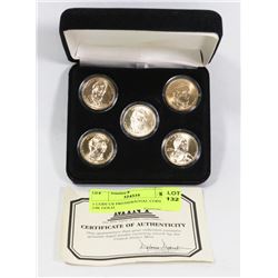 5 COIN US PRESIDENTIAL COIN SET 24K GOLD.